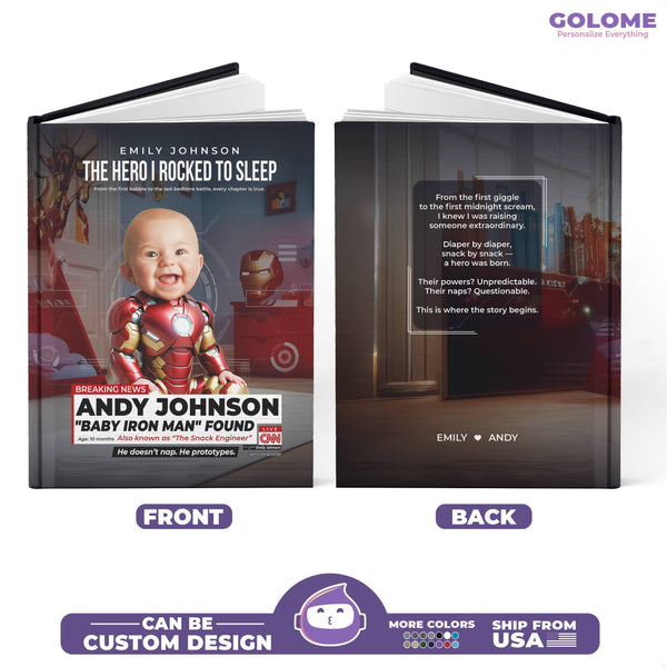 Personalized Baby Iron Man Notebook – Custom Superhero Journal with Photo & Name
